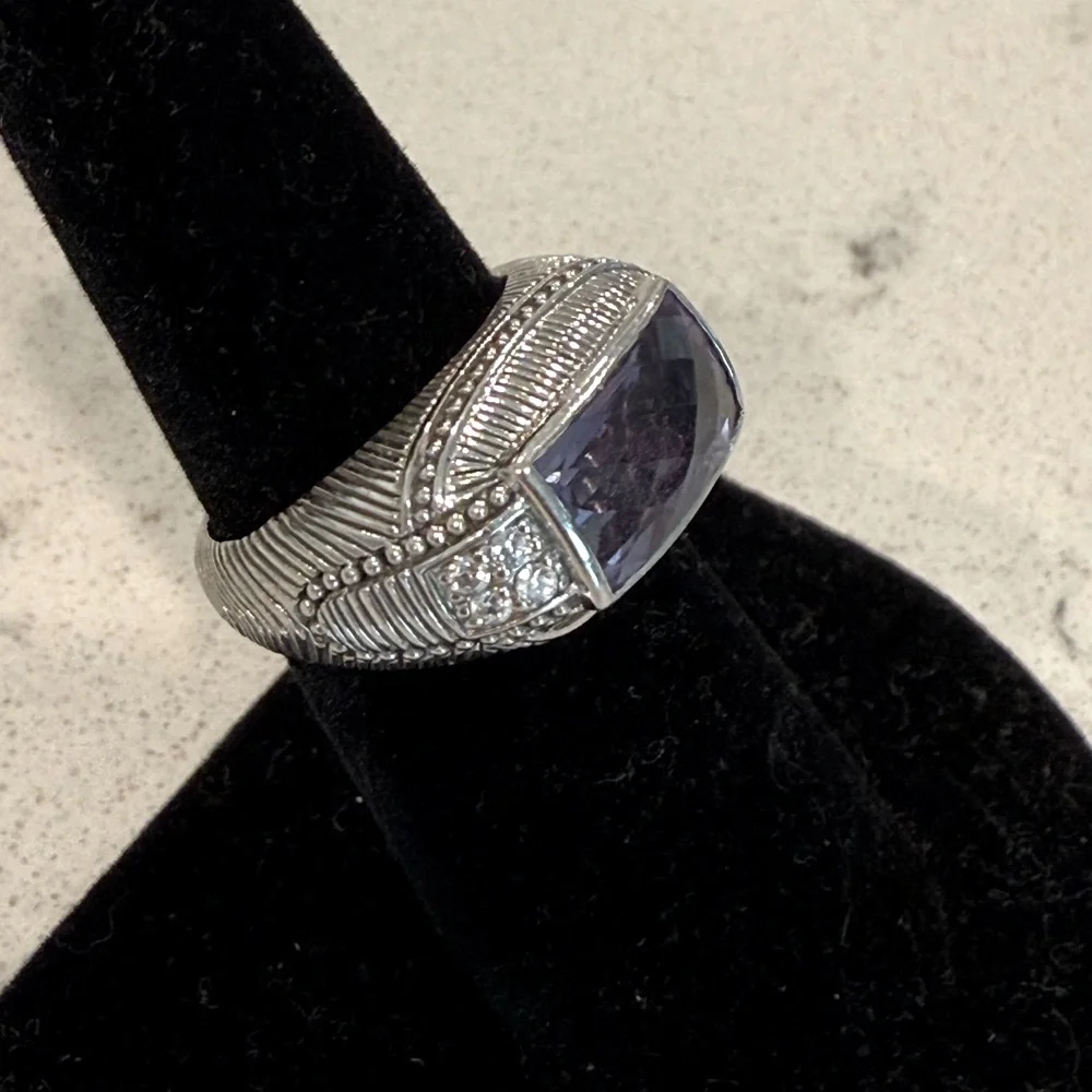 Judith Ripka Amethyst and Diamonique sterling silver Ring
